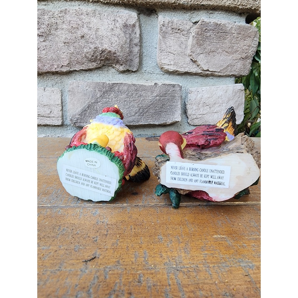 Vintage Turkey Candle Holders Pair Thanksgiving Colorful Fall Decor - Picture 7 of 7